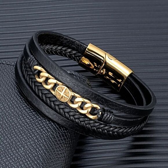 Black & Gold Mariner Bracelet - Picture 1 of 2